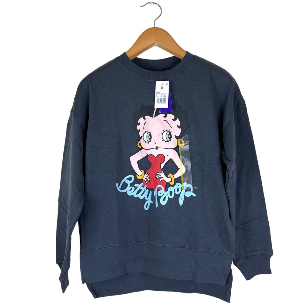 Betty Boop Hi Low Sweatshirt Charcoal Grey Women’s Size Small